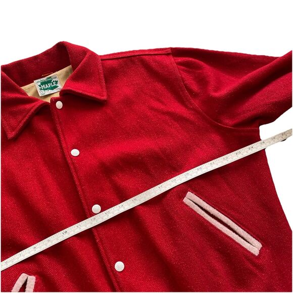 Vintage Boston University Wool Varsity Maple Jacket Large Red 50s 60s BU Prep - Picture 10 of 12